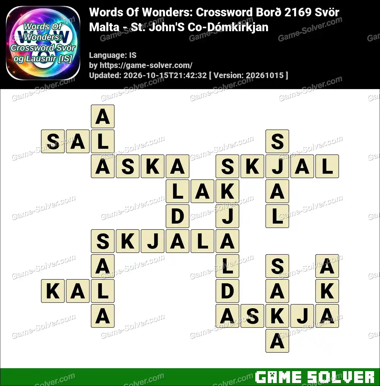 Words Of Wonders: Crossword Borð 2169 Svör – Malta – St. John’S Co-Dómkirkjan